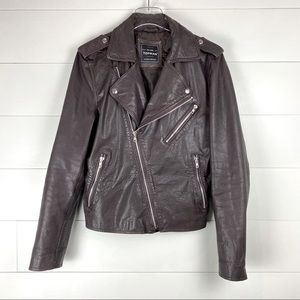Topman Dark Brown Leather Jacket